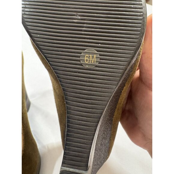Michael Kors Womens Green Suede Leather Wedge Heels Size 6 - Picture 7 of 8